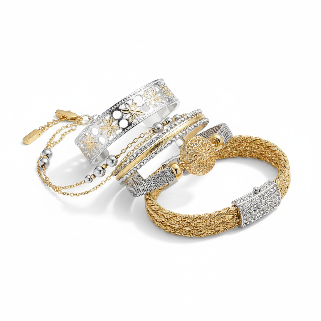 Set de bracelets femme or et argent